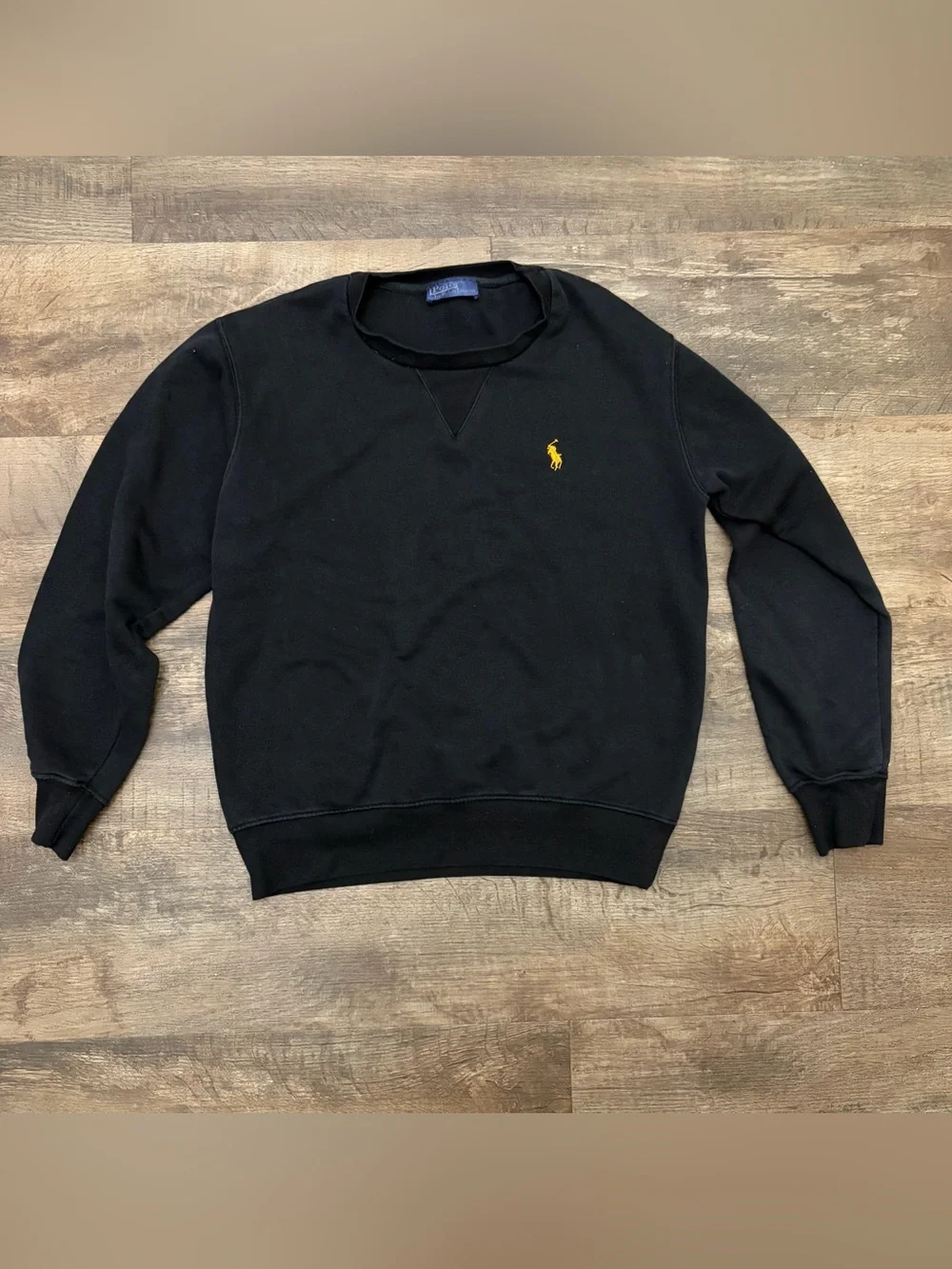 Vintage Polo by Ralph Lauren Black Crewneck Sweater with Yellow Pony